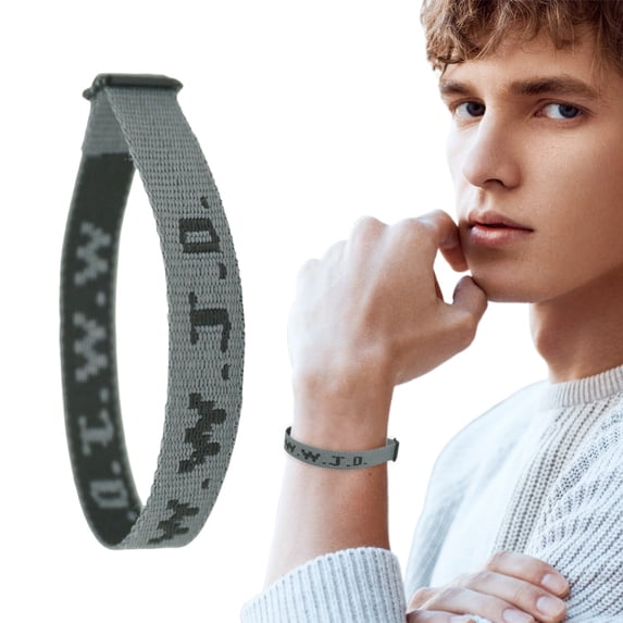 YYKihy W.W.J.D. Monogram Print Wrist Strap Bracelet Webbing Unisex Bracelet Adjustable Bracelet