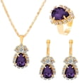 thumbnail image 1 of YYKihy Water Drop Jewelry Set Personalized Fashion Colorful Water Diamond Necklace Earrings Ring Set Bridal Jewelry, 1 of 8