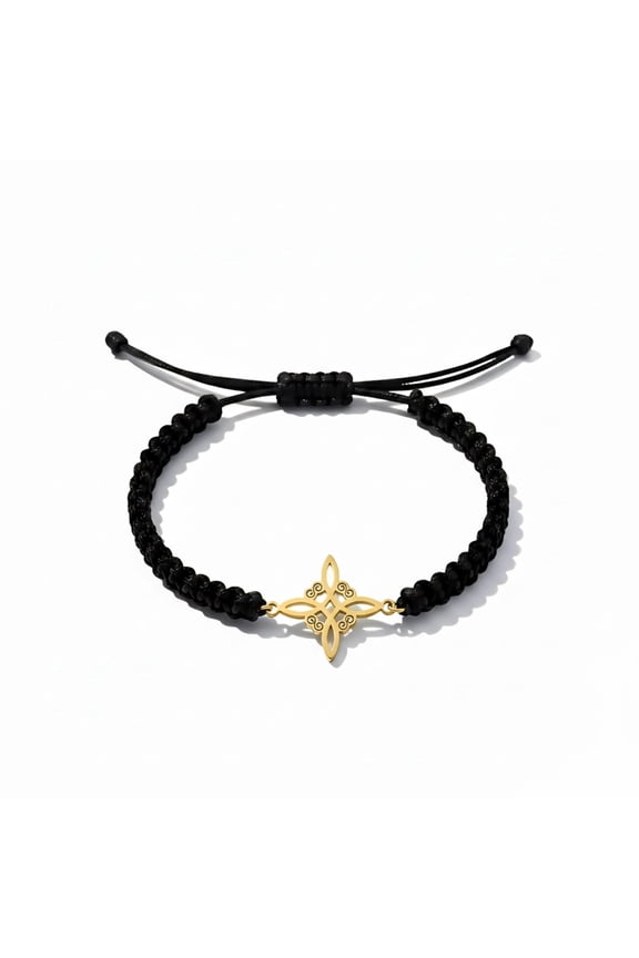 Witch Knot Pendant Hand Woven Adjustable Flat Knot Bracelet Nylon Rope & Stainless Red Design Lightweight Stylish Daily Accessory
