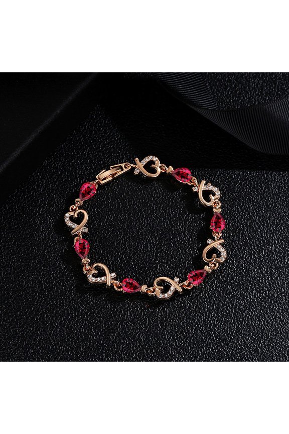 Women Crystal Bracelet Bangle Love Valentine's Day Wedding Bridal Jewelry