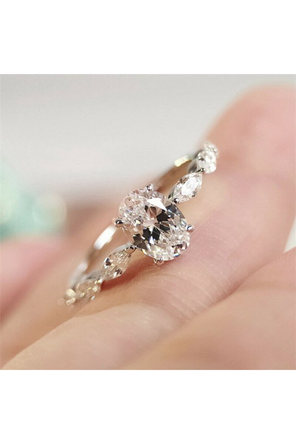 Women Engagement Rings Zircon Delicate Proposal Silver Rings For Wedding Jewelry Dainty Rings
