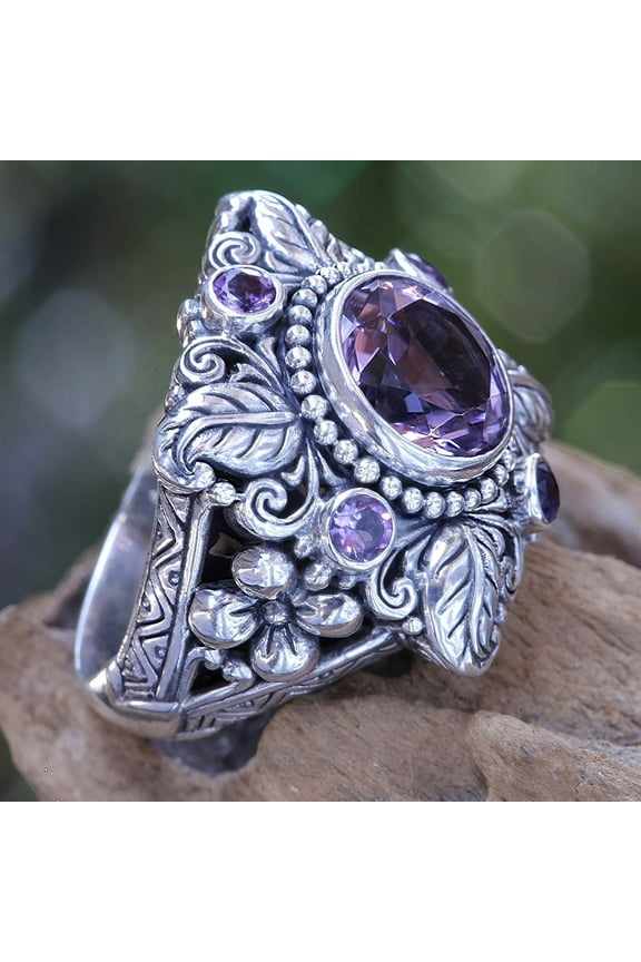 Women's Sparkling Amethyst Ring Promise Ring Zirconia Rings Engagement Rings
