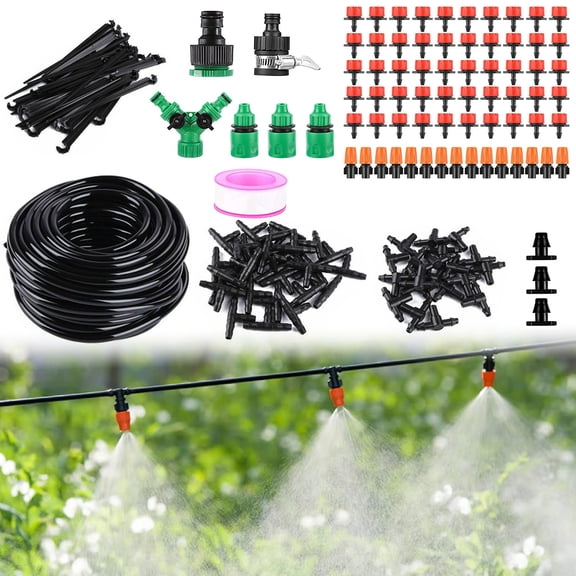 (YYL-Design)-- 164FT Drip Irrigation Kit Automatic Garden Irrigation System Misting Plant Watering Drip Kit For Garden Greenhouse Flower Bed Patio Lawn**--（ h;';.）