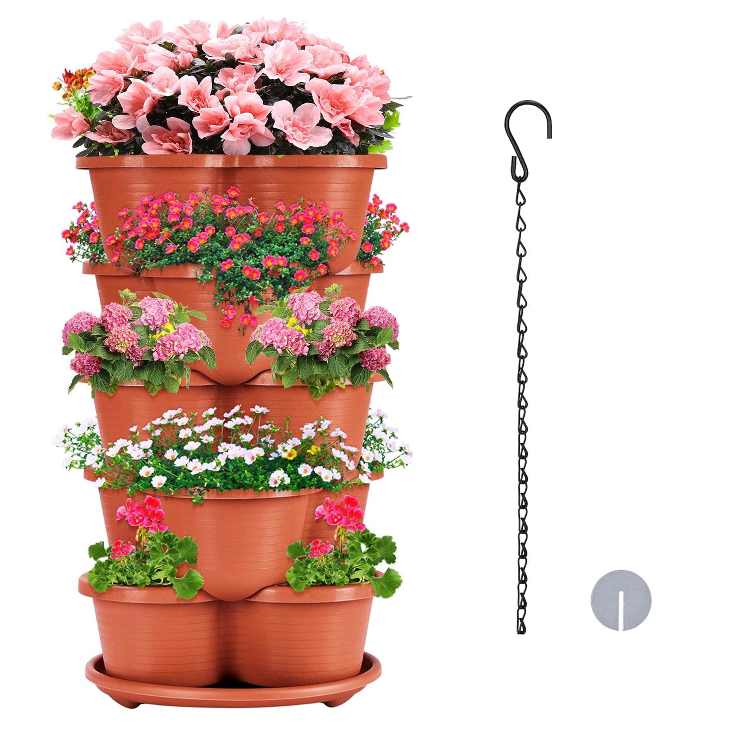 Stackable Floral YYL-Design Vertical Stackable Planter Garden Tower 5 Tier for ...
