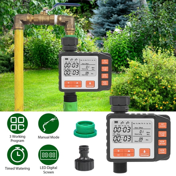 (YYL-Design)-- 1Pc Sprinkler Timer With 3 Watering Programs Manual Mode Automatic Watering System Waterproof Irrigation Timer House Faucet Timer For Garden Yard Lawn **--hl[';l 