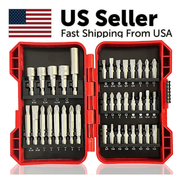 (YYL-Design)-- 37 Piece Impact Screwdriver Bit Set Nut Driver Torx Phillips Tool Magnetic Drill **--（ f;l][;）