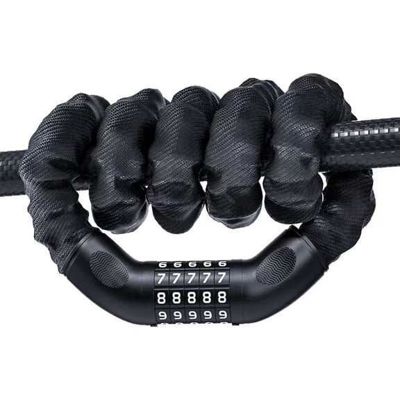 (YYL-Design)-- Bike Chain Lock, 5-Digit Combination Heavy Duty Anti-Theft Security Bike Lock, Long Resettable Keyless Bicycle Lock For Ebikes, Motorcycles, Scooters, Gates, Fences, And Door