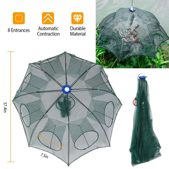 (YYL-Design)-- Foldable Fishing Bait Net Trap Crab Net Shrimp Fish Cast Dip Cage**--,;['