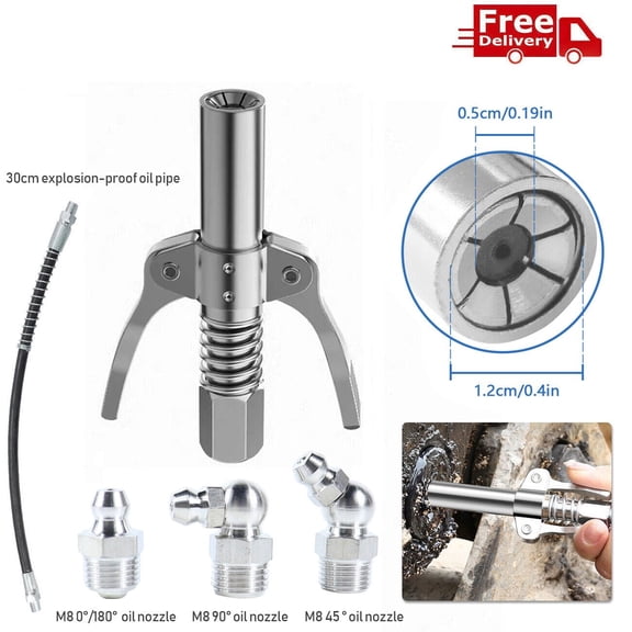 YYL-Design Grease Gun Coupler Double Handle High Pressure Quick Release Lock Nozzles with Hose
