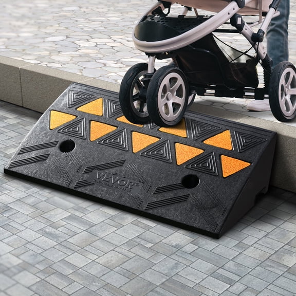 (YYL-Design)--Rubber Curb Ramp 4.25' Rise Height Sidewalk Curb Ramp, 11.8' Width 19.7' Length Driveway Ramp For Curb, 15T Heavy Duty Rubber Ramp For Forklifts, Trucks, Buses, Cars, Wheelchairs, Bikes