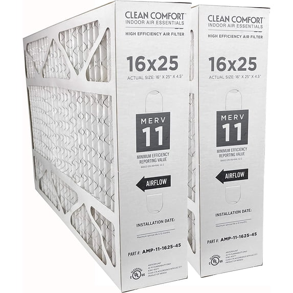 YYOJ Clean Comfort Media Air Filter MERV 11 Appliance Air Filters, 16" x 25" x 4.5", 2-Pack