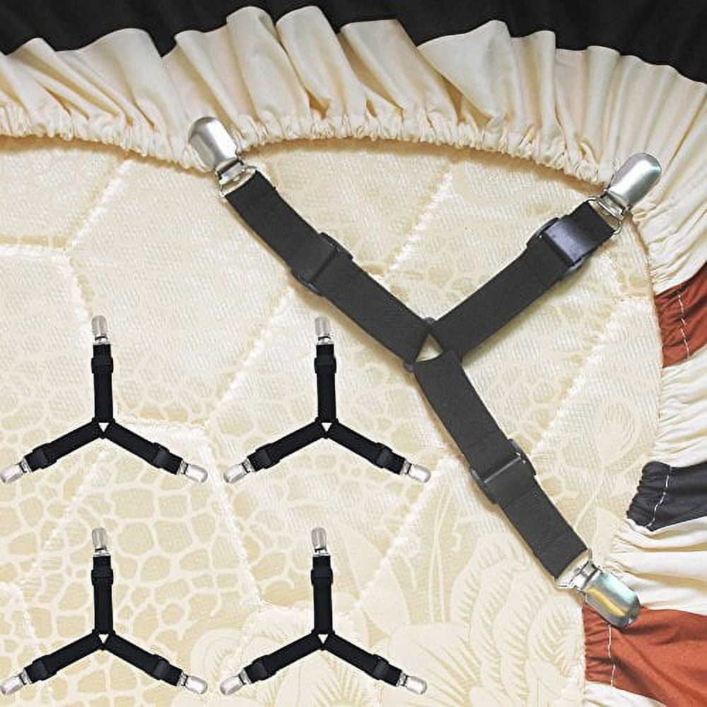 YYST Set of 4 Bed Sheet Holder Triangle Model Two Tie Stays for Free