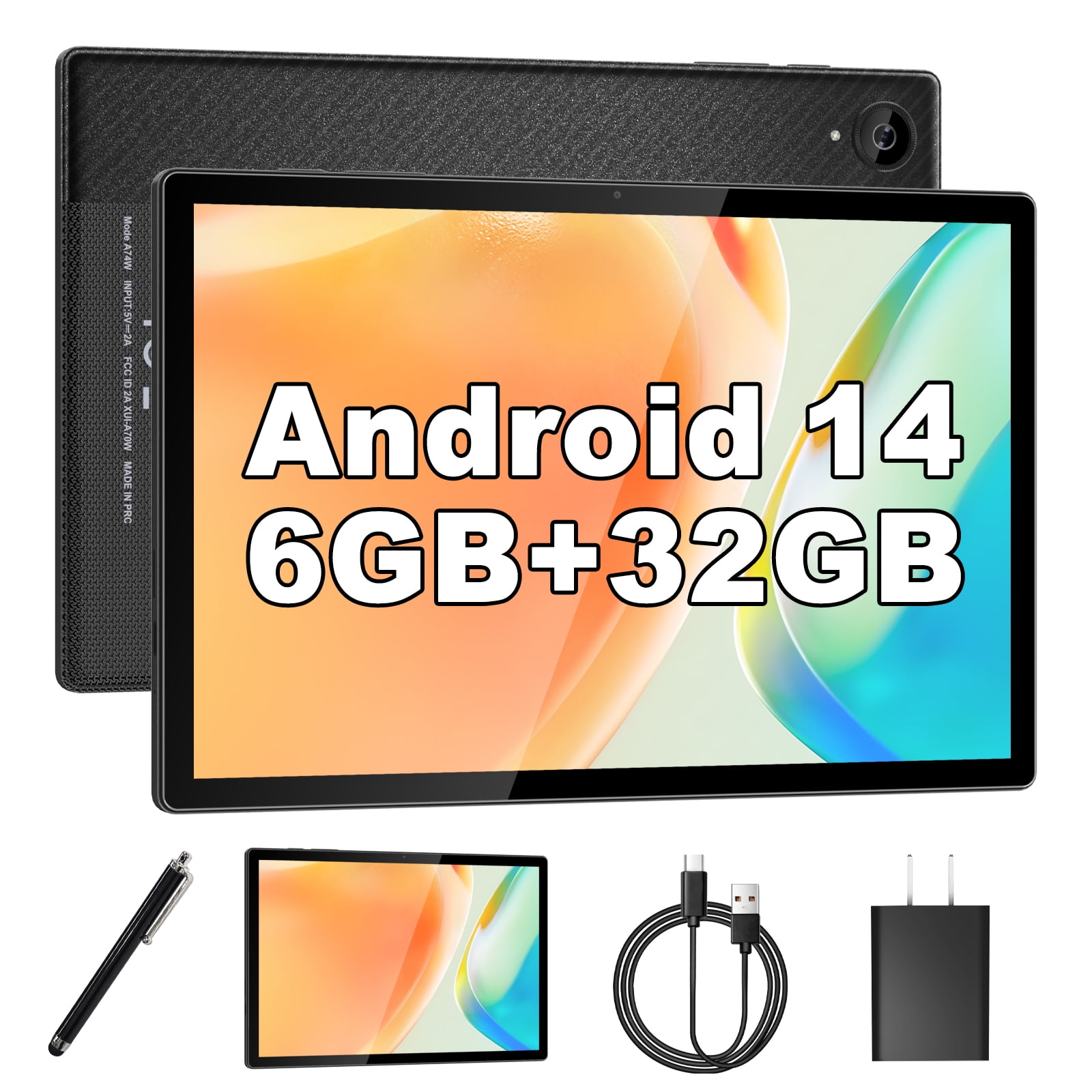 YYSWIE 10.1" Android 14 Tablet with Stylus Pen & Screen Protector - 6GB RAM, 128GB Expandable Storage, Quad-Core, 5000mAh - Kid & Work Friendly