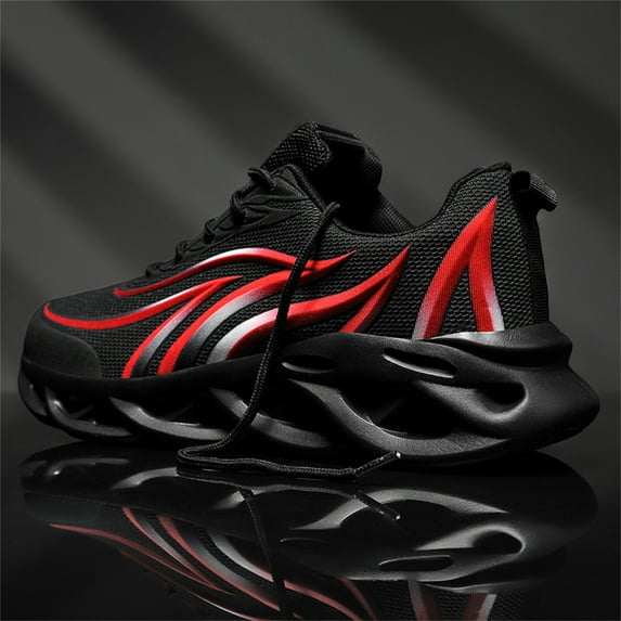 YYTLCH Air Cushion Sneakers for Men Mesh Breathable Walking Sport Youth Fashion Running Athletic Shoes Black Red Sneaker