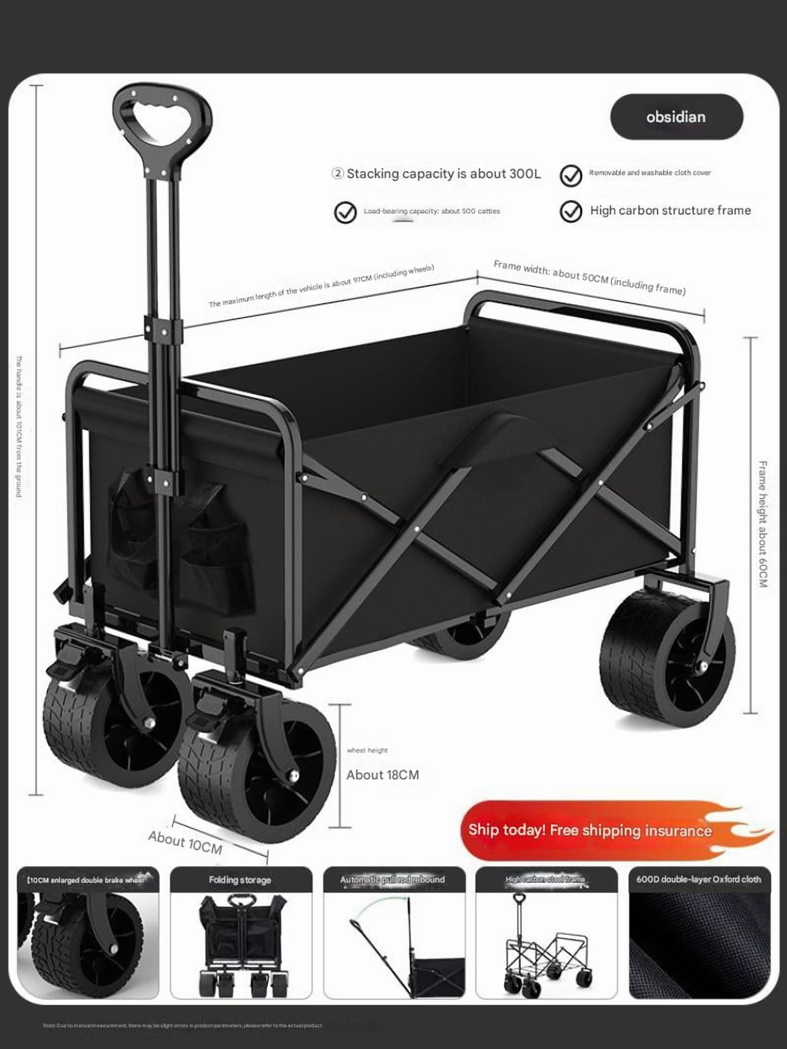 YYUAN Heavy Duty Folding Portable Hand Cart with Removable Canopy, 8 ...