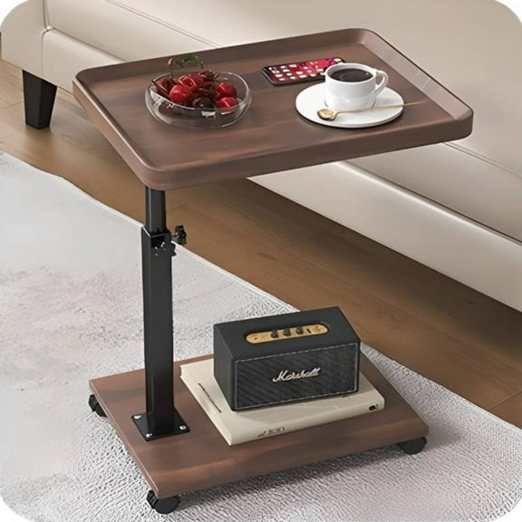 YYUAN Height Adjustable C-Shape Mobile Side Table - Ideal for Home and Office Use