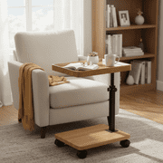 YYUAN Height Adjustable C-Shape Mobile Side Table - Ideal for Home and Office Use