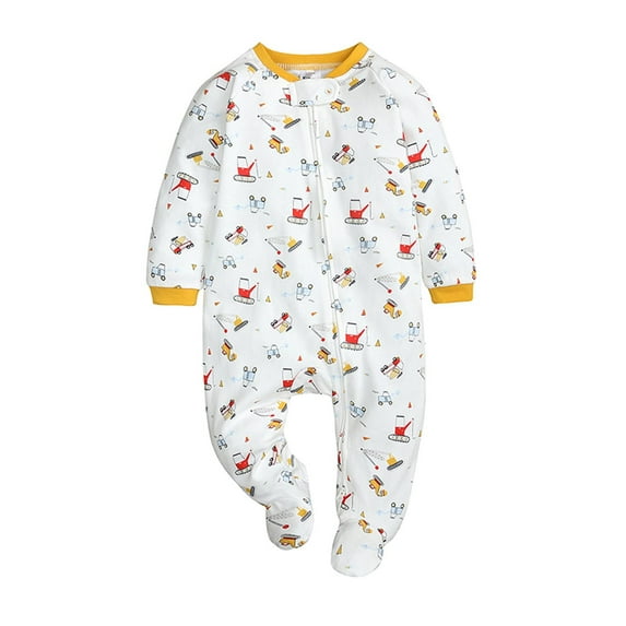 YYUIJK Baby Boys or Girls Pajamas Cotton Long Sleeve Zipper Romper Jumpsuits Sleep and Play 0-18 Months White 12-18 Months