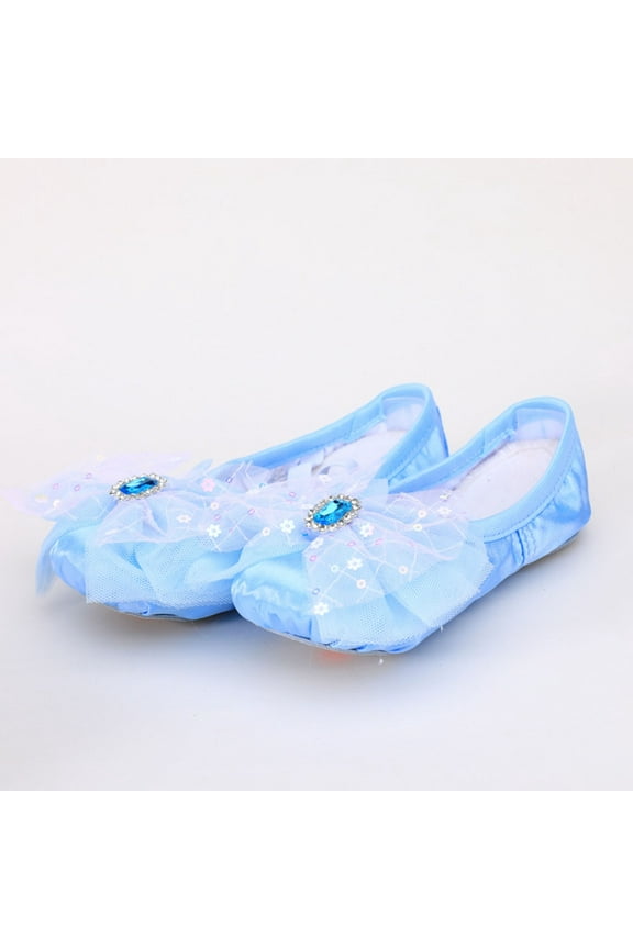 Ballet Shoes Split-Sole Glitter Flats Dance Shoes for Girls Toddler/Kid Blue 5.5 Years