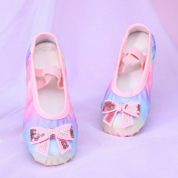 YYUIJK Ballet Shoes for Girls/Toddlers/Kids/Women, Cotton Yoga Shoes/Ballet Slippers for Dancing Multicolor 8 Years