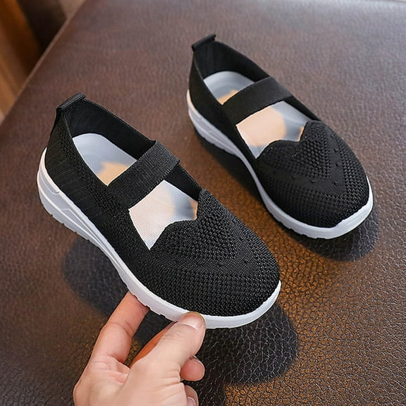 YYUIJK Boys and Girls Sneakers Breathable Double Mesh Fly Woven Running Shoes Black 4 Years