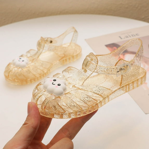 YYUIJK Child Jelly Shoes Flat Sandal Water Shoes Princess Girls Sandals Jelly Mary Dance Party Cosplay Shoes Gold 1.5 Years