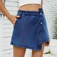 thumbnail image 1 of YYUIJK Denim Skort Skirts Women Casual Mini Jean Skirt Stretch Low Waisted Jean Skirt for Women Zip Fly Denim Skirt, 1 of 7