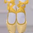 thumbnail image 1 of YYUIJK Girl's Canvas Ballet Dance Toe Shoes Professional Satin Pointe Shoes Yellow 3 Years, 1 of 5