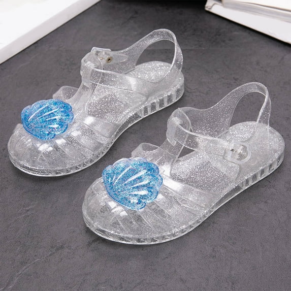 YYUIJK Girls Dress Up Shoes Kids Cinderella Elsa Princess Flats with Bow Toddlers Mary Jane Jelly Shoes for Party Halloween Cosplay Light Blue 8 Years