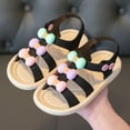 thumbnail image 1 of YYUIJK Girls Gladiator Sandals Cute Open Toe Breathable Summer Shoes with Rubber Sole (Toddler/Little Kid/Big Kid) Black 3 Little Kid, 1 of 3