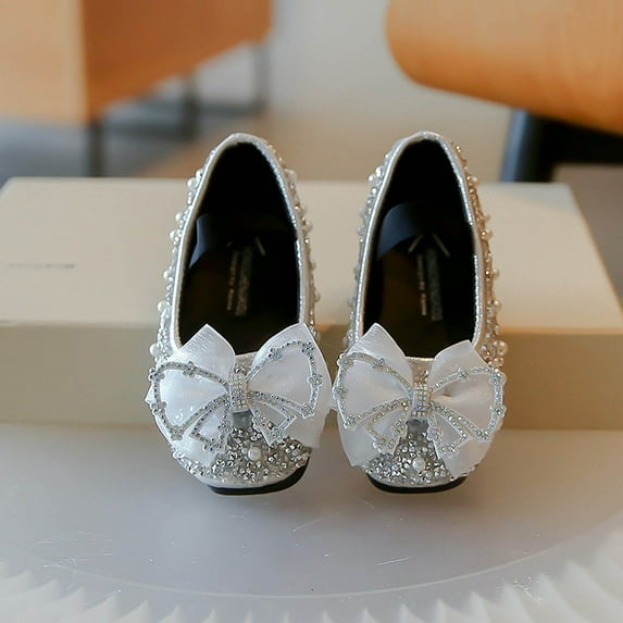 YYUIJK Girls Glitter Ballet Shoes Kids Flat Elastic Strap Ballerina Party Shoes Wedding Bridesmaid Shoes Silver 1 Years
