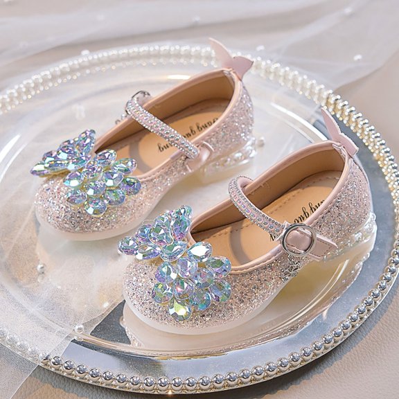 YYUIJK Girls Mary Jane Dress Shoes Ballerina Flats for Wedding, Party (Toddler/Little Kid/Big Kid) Pink 12 Little Kid