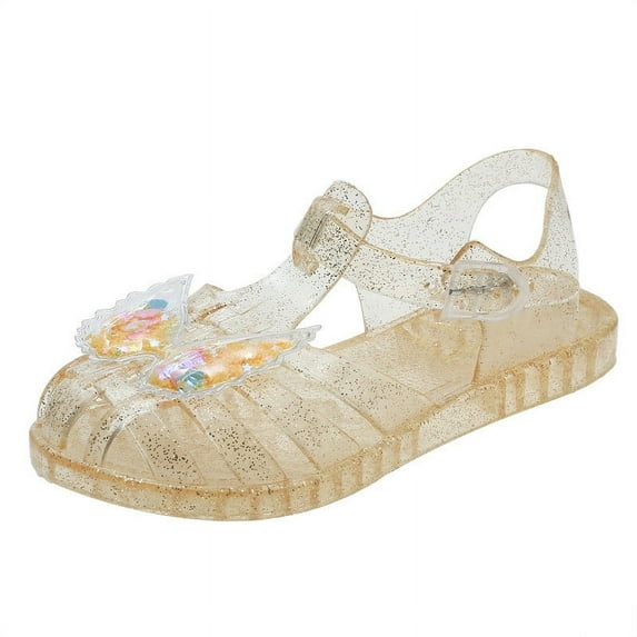 YYUIJK Girls' Princess Dress Up Shoes Frozen Elsa Shoes Cinderella Jelly Shoes Kids Snow Queens Shoes for Dancing Cosplay Birthday Gold 4 Years