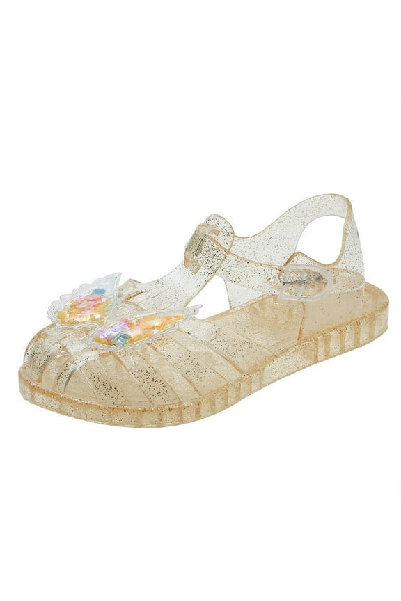 Girls' Princess Dress Up Shoes Frozen Elsa Shoes Cinderella Jelly Shoes Kids Snow Queens Shoes for Dancing Cosplay Birthday Gold 7 Years