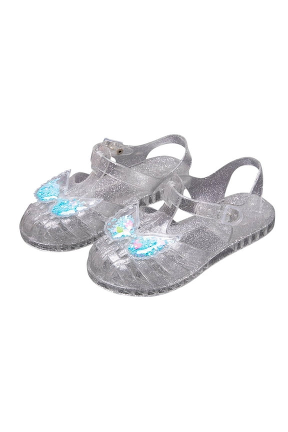 Girls' Princess Dress Up Shoes Frozen Elsa Shoes Cinderella Jelly Shoes Kids Snow Queens Shoes for Dancing Cosplay Birthday Silver 5 Years