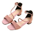 thumbnail image 1 of YYUIJK Girls Sandals Cute Open Toe Summer Low Heels Sandals Dress Shoes for Little/Big Kids Pink 7 Years, 1 of 7