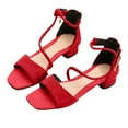 thumbnail image 1 of YYUIJK Girls Sandals Cute Open Toe Summer Low Heels Sandals Dress Shoes for Little/Big Kids Red 6 Years, 1 of 7