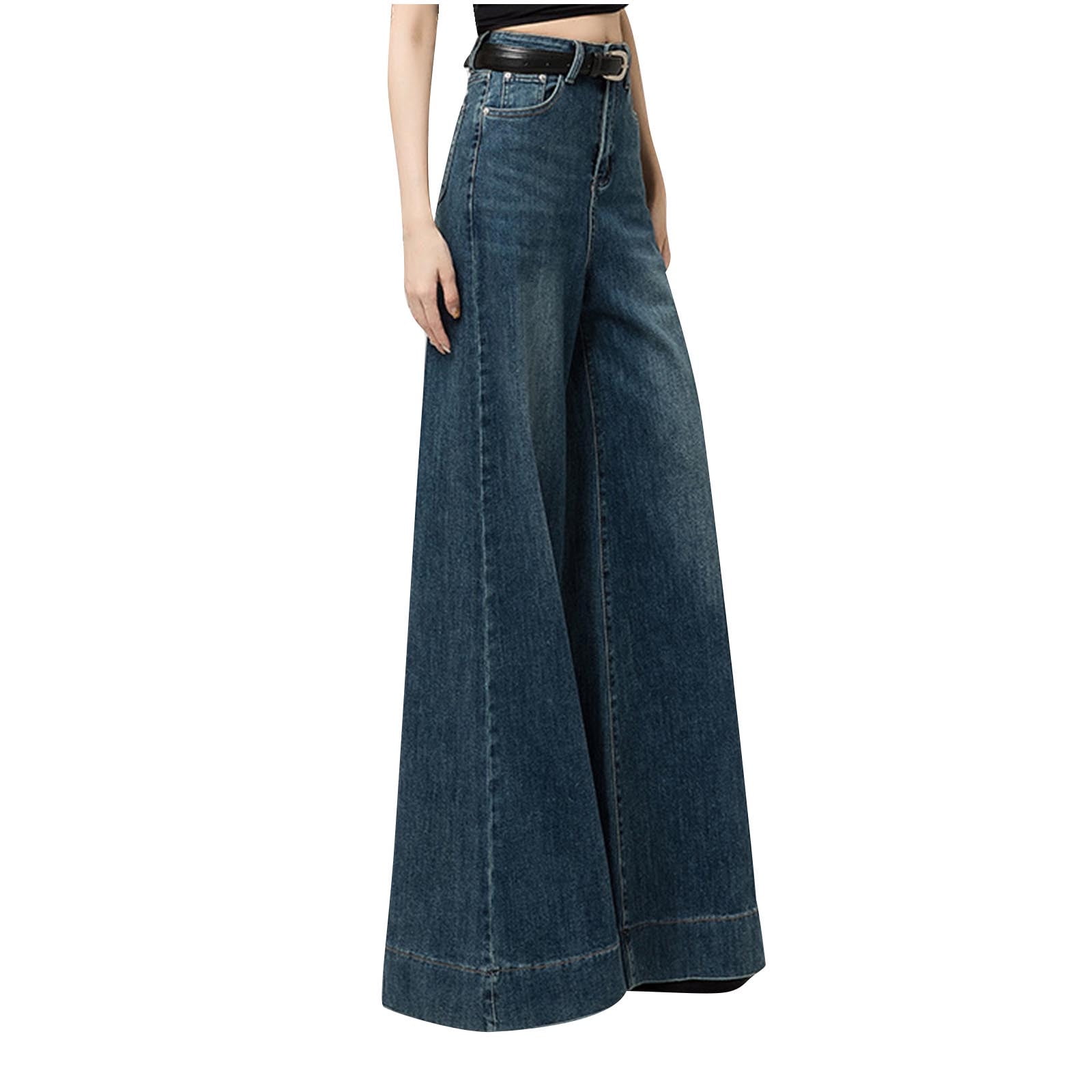 【COSYHARU】Roll Up Down Wide Denim Pants Regular Ver WCMZJ Oprah's Favorite Tummy Control Sailor Wide Leg Trouser