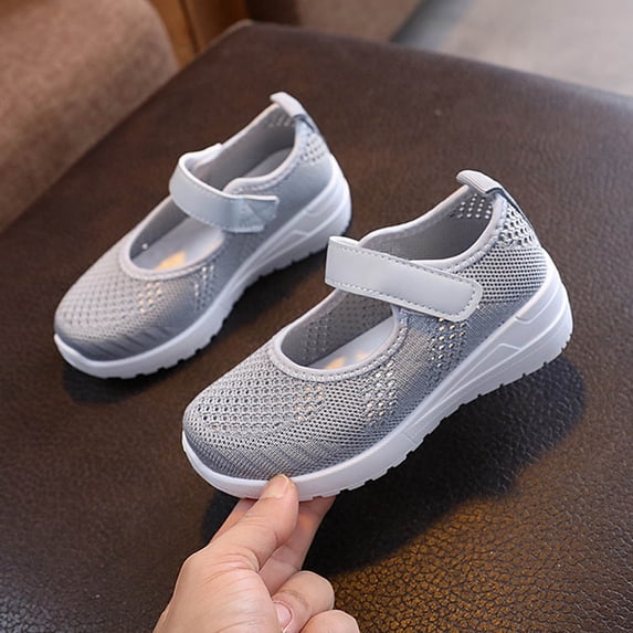 YYUIJK Kids Girls Sports Shoes Boys' Basketball Shoes Sports Running Shoes Kids Soft Flying Woven Sneakers Indoor Outdoor Grey 10 Years