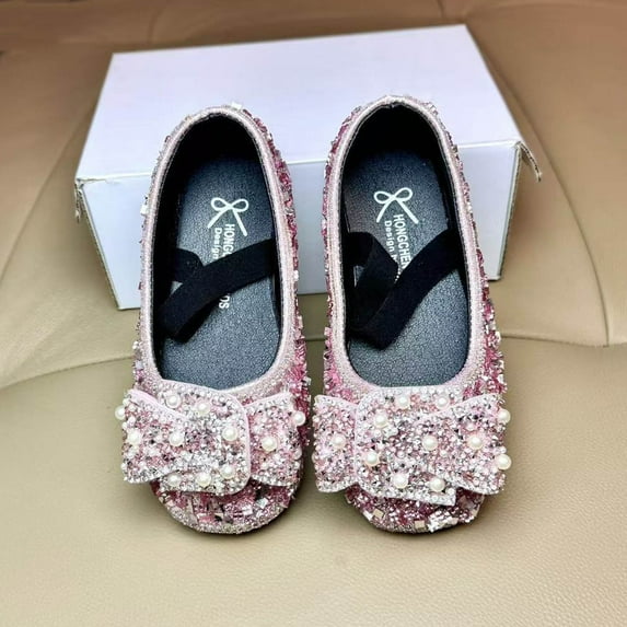 YYUIJK Little Toddler Girls Dress Shoes Ballerina Ballet Flats Kids Mary Janes Pink 6-9 Months