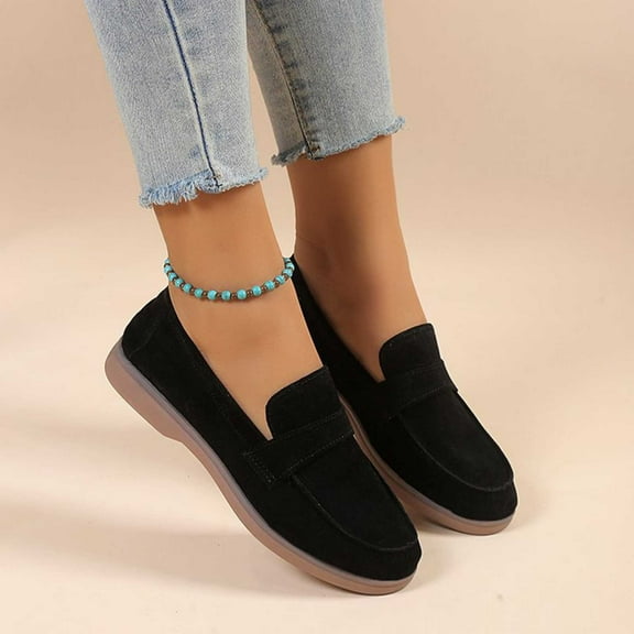 YYUIJK Loafers for Women Business Casual Shoes Comfortable & Lightweight Penny Loafers Slip On Work Flats Black 6.5