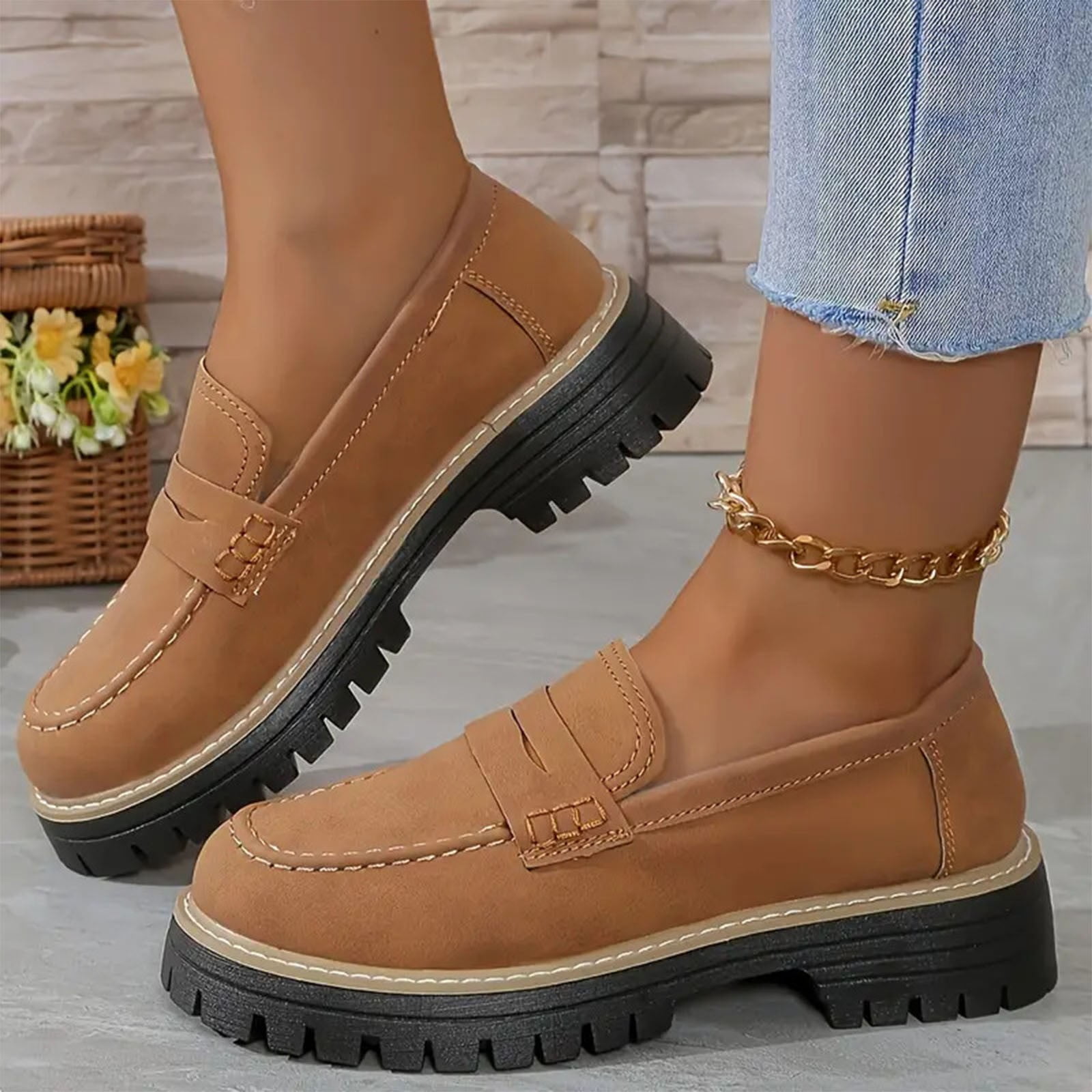 YYUIJK Loafers for Women Business Casual Shoes Comfortable Penny