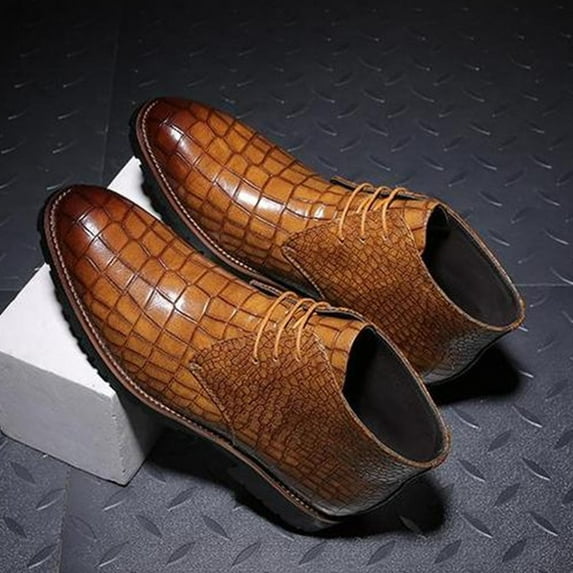 YYUIJK Men's Casual Dress Oxfords Shoes Business Formal Derby Sneakers PU Leather Shoes Yellow 11