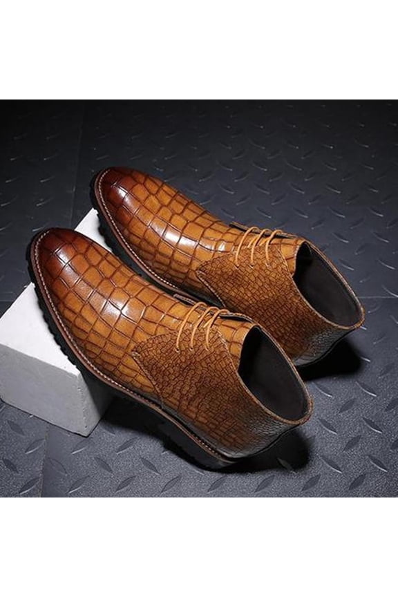 Men's Casual Dress Oxfords Shoes Business Formal Derby Sneakers PU Leather Shoes Yellow 9