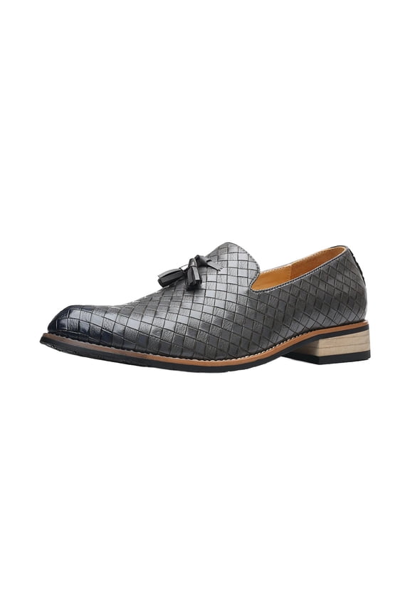 Men's Dress Shoes Bussiness Formal Oxfords Wesley Slip On Soft PU Leather Shoes Gray 11