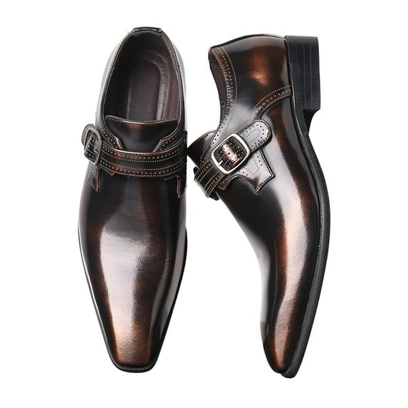 YYUIJK Men’s Dress Shoes Classic Brogue Elastic Band Oxford Formal PU Leather Shoes Yellow 7