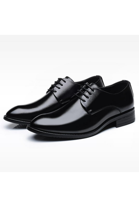 Men's Oxford Formal Shoes Classic Lace-up Dress Shoes Business Casual Oxford PU Leather Shoes Black 9