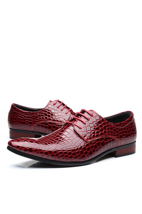 Mens Dress Shoes Casual Oxford Shoes Business Formal Shoes Use for Business Social Gatherings Wedding Travel PU Leather Shoes Red 8