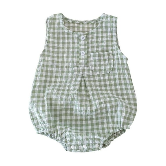 YYUIJK Newborn Baby Girl Romper Embroidery Sleeveless Bubble Bodysuit Cute Summer Cotton Smocked Outfit Green 9-12 Months
