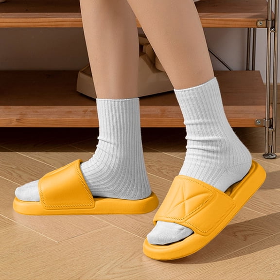 YYUIJK Sandals for Women,Mens Slippers Sandals for Women,EVA Anti-Slip Indoor & Outdoor Kids Slippers Smile Face Open Toe Spa Bath Pool Gym House Casual Shower Shoes Yellow 5.5-6